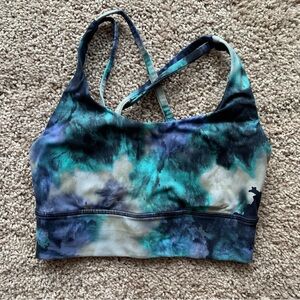 Lululemon Energy Longline Bra Size 4 Blue Green Meteor Wash B-D Cup W2DMHS